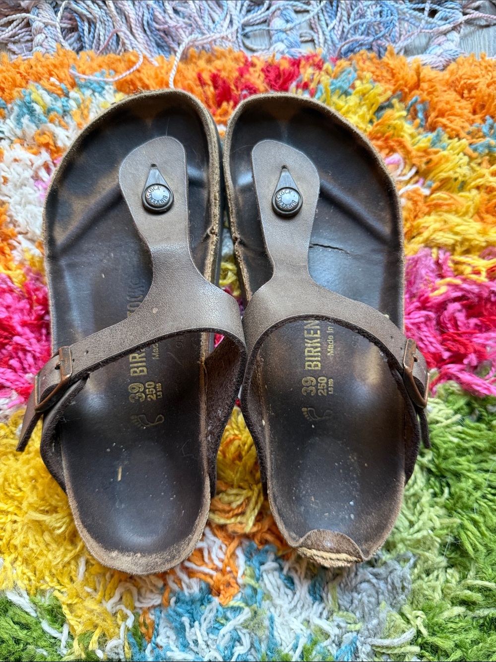 Birkenstock Brown Leather Giza Thong Sandals
